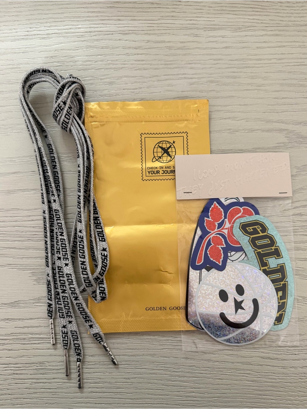 Golden Goose' Grey Logo Shoelaces with Sticker Pack